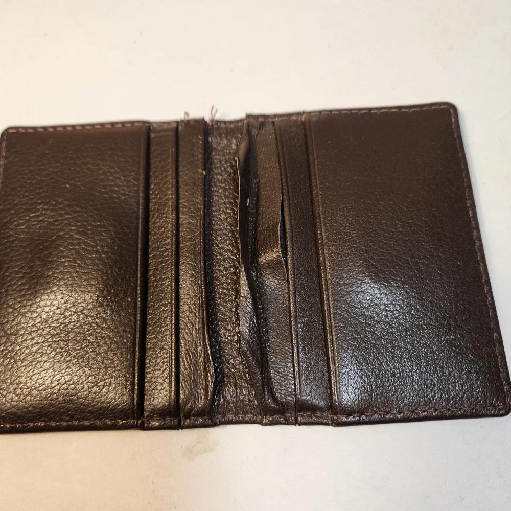 Robert Graham Mens Brown Leather Bifold Card Case Wallet Paisley ID Window